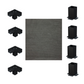 Black metal brackets and a gray mat from the Simpson DIY Sage Pergola Kit on a white background