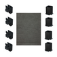 Black metal brackets and a gray mat from the Simpson DIY Sage Pergola Kit on a white background