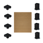 Black metal brackets and a tan sunshade from the Simpson DIY Sage Pergola Kit on a white background
