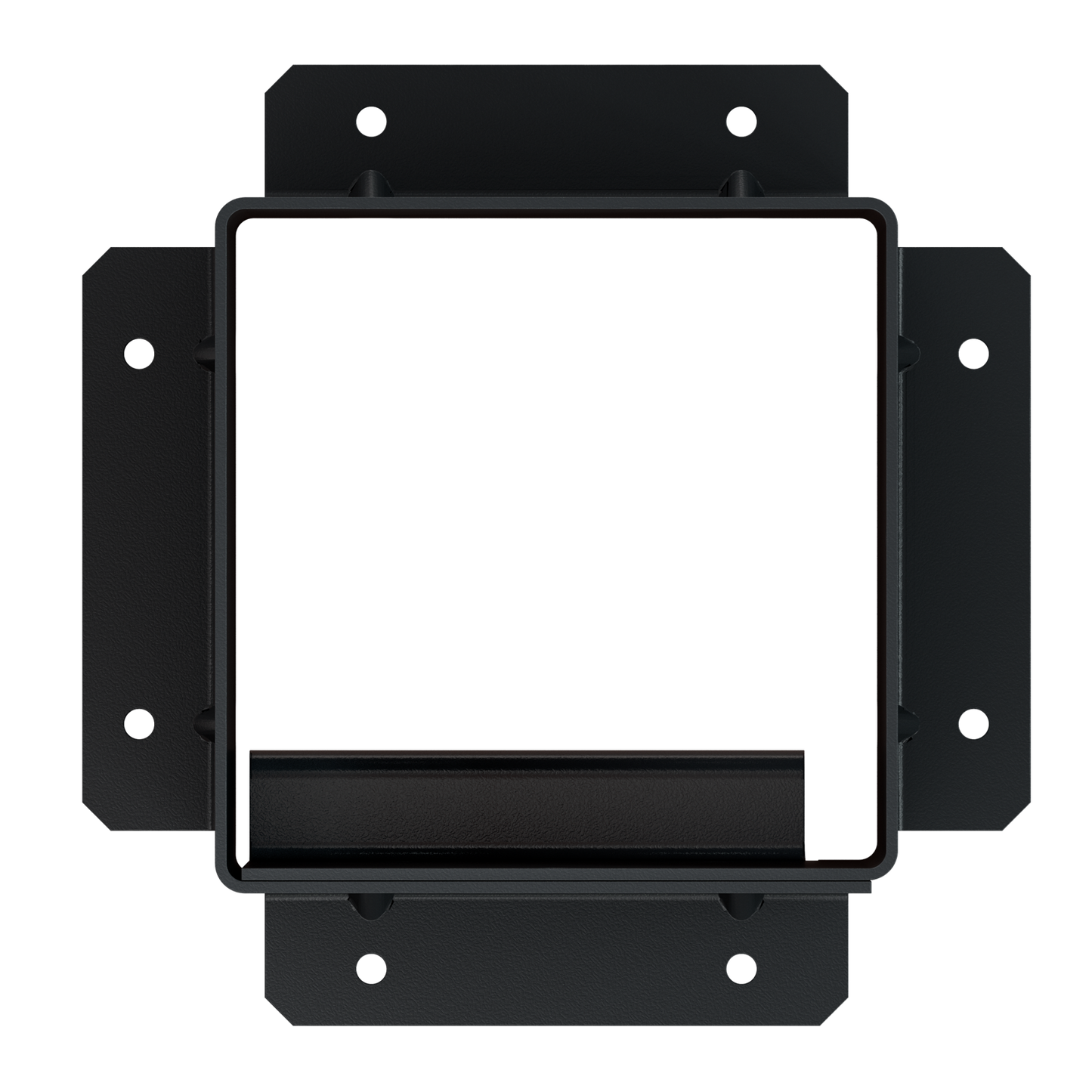 Black metal bracket on a white background