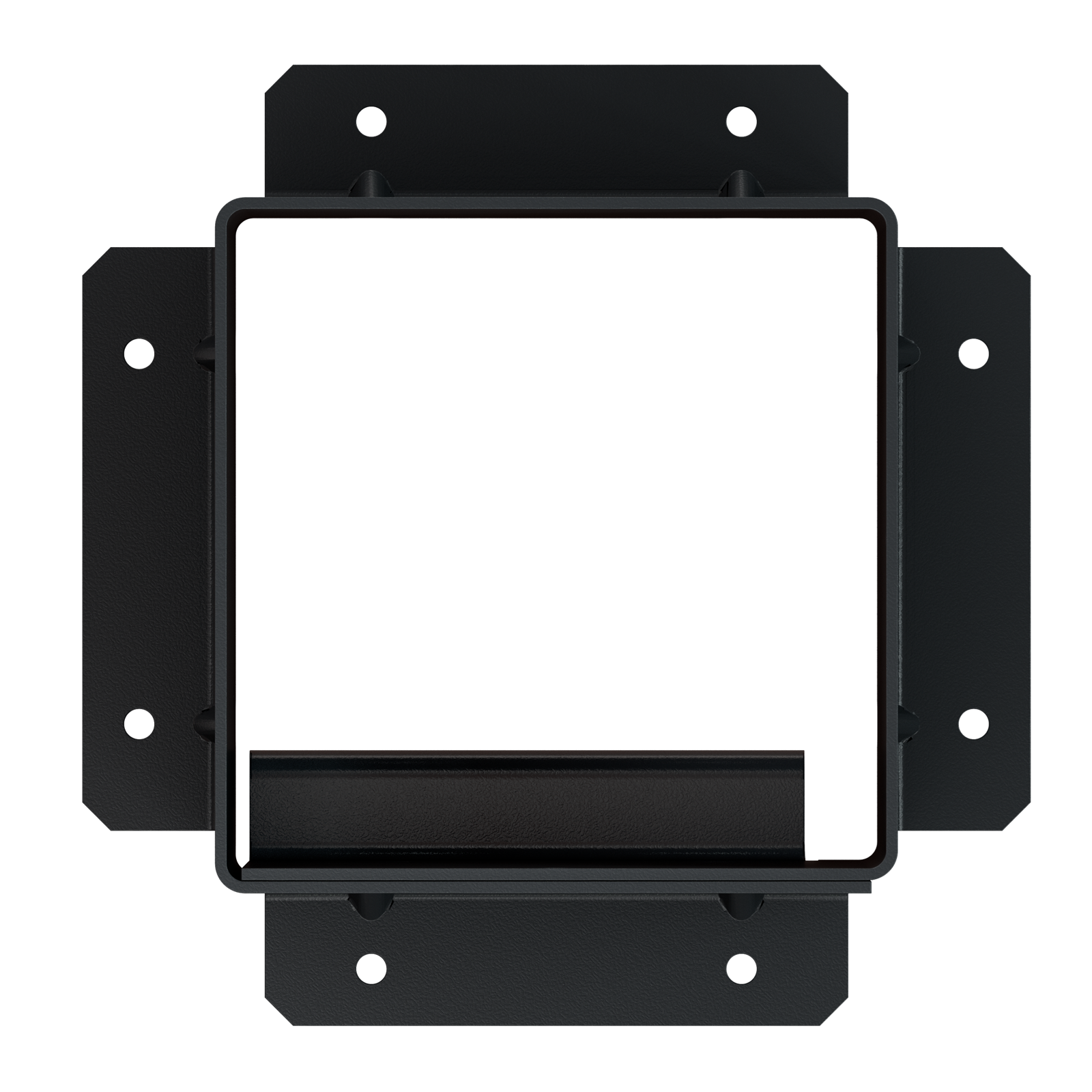 Black metal bracket on a white background