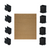 Black metal brackets and a tan sunshade from the Simpson DIY Sage Pergola Kit on a white background