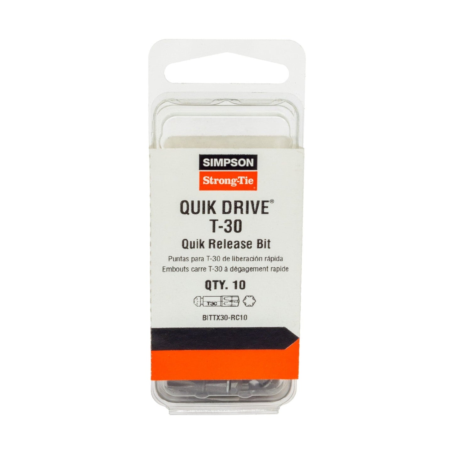Simpson BITTX30-RC10 T30 Torx Bit for Quik Drive, Pkg 10