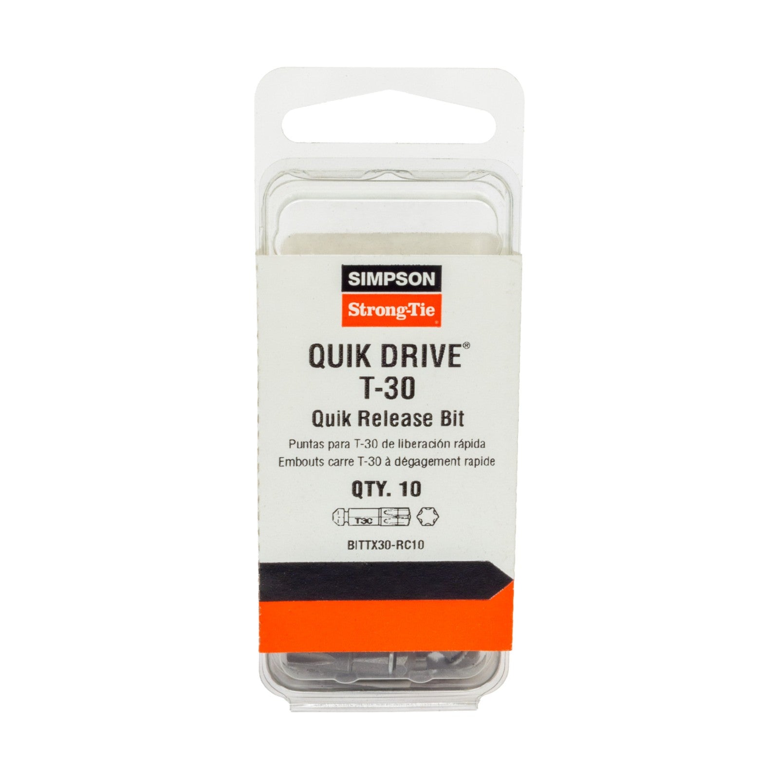 Simpson BITTX30-RC10 T30 Torx Bit for Quik Drive, Pkg 10