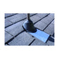 black epdm shingle roof boot installed around metal pipe