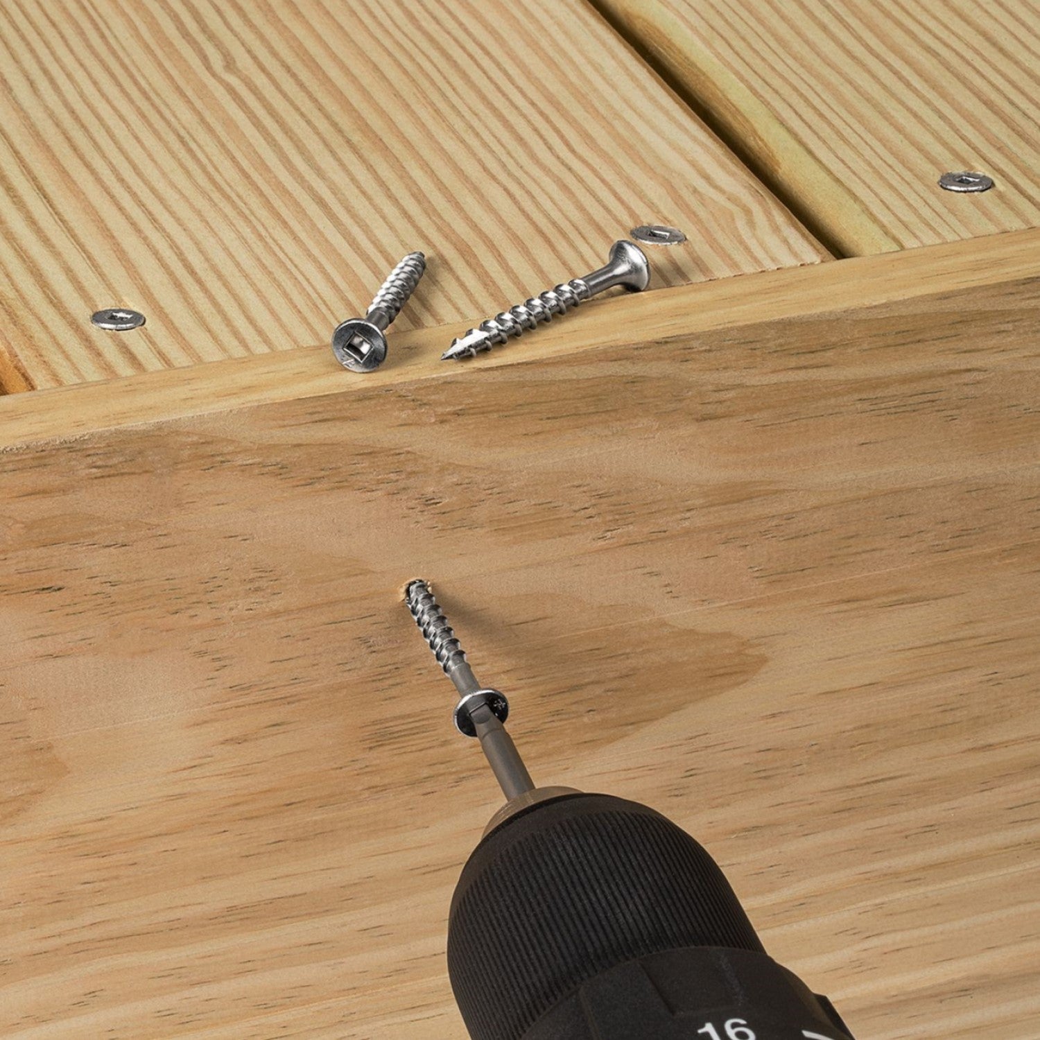 Bugle-Head Wood Screw - Square Drive Type 316 Stainless Steel Deck Installation