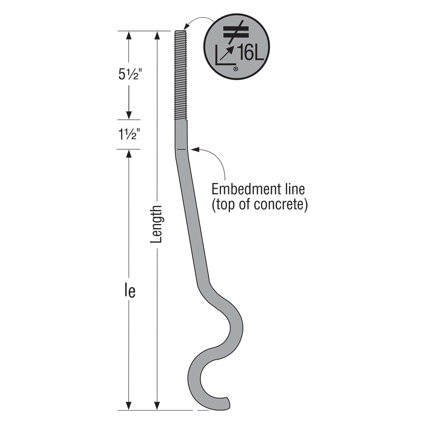 Simpson Strong-Tie 5/8" x 19" SSTB Anchor Bolt for Holdowns & Shear Walls - Hot Dip Galvanized