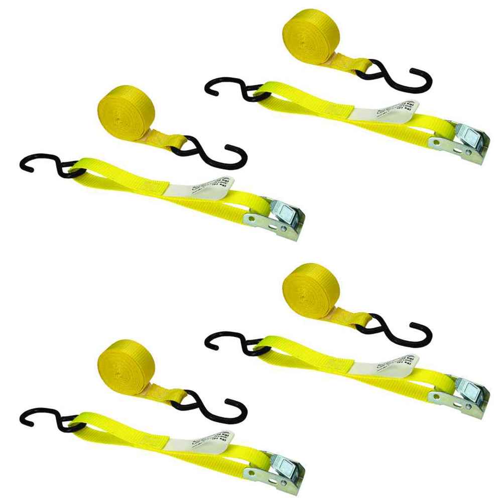 1" x 20' Cam Strap w/ S-Hooks - 4 Pack