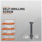 Self-drilling screw with specifications on a gray background
