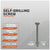 Self-drilling screws with specifications on a gray background
