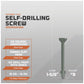 Self-drilling screws with specifications on a gray background