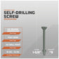 Self-drilling screws with specifications on a gray background