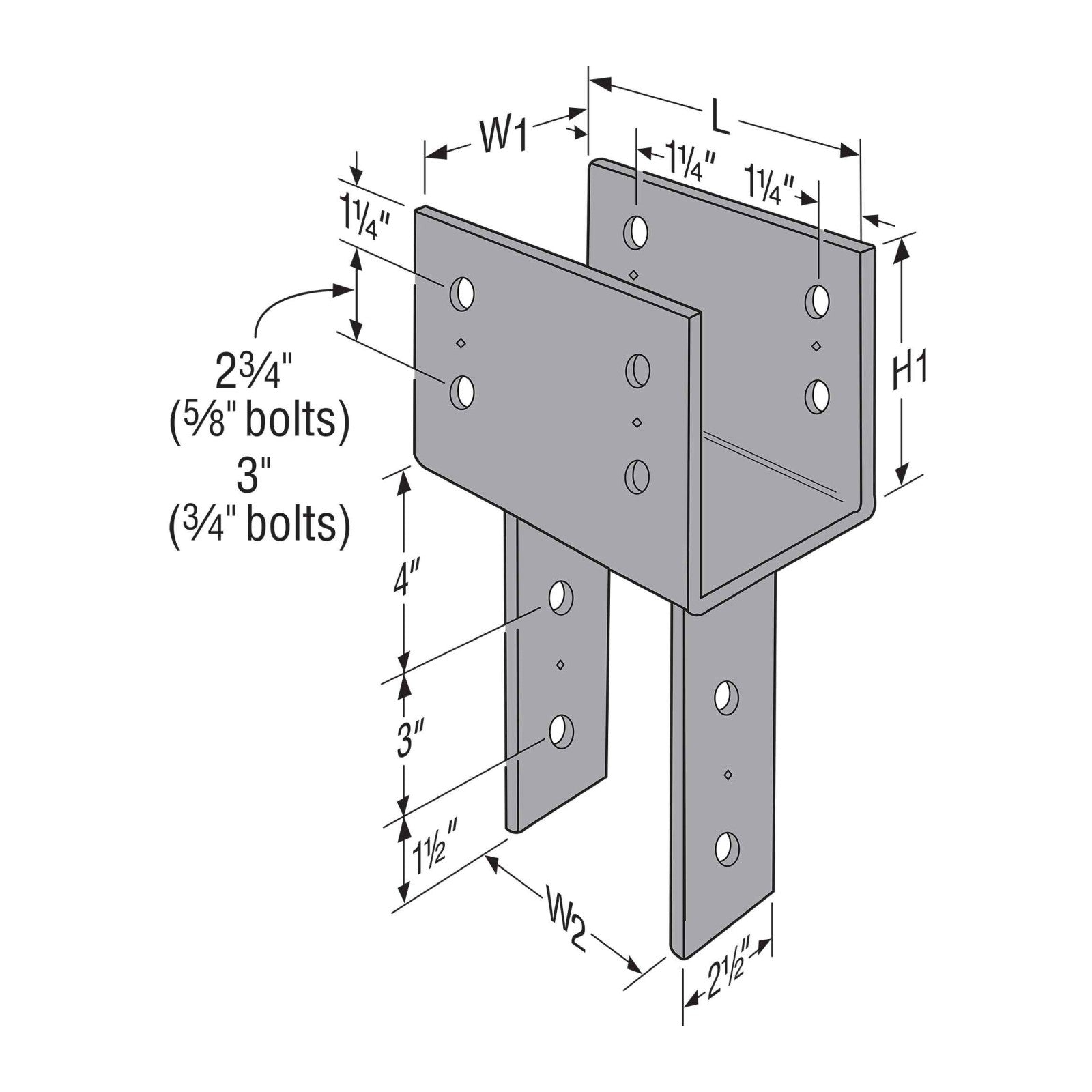 Simpson CC4.62-5.50HDG Triple 2X Beam, 6X Post HDG Column Cap