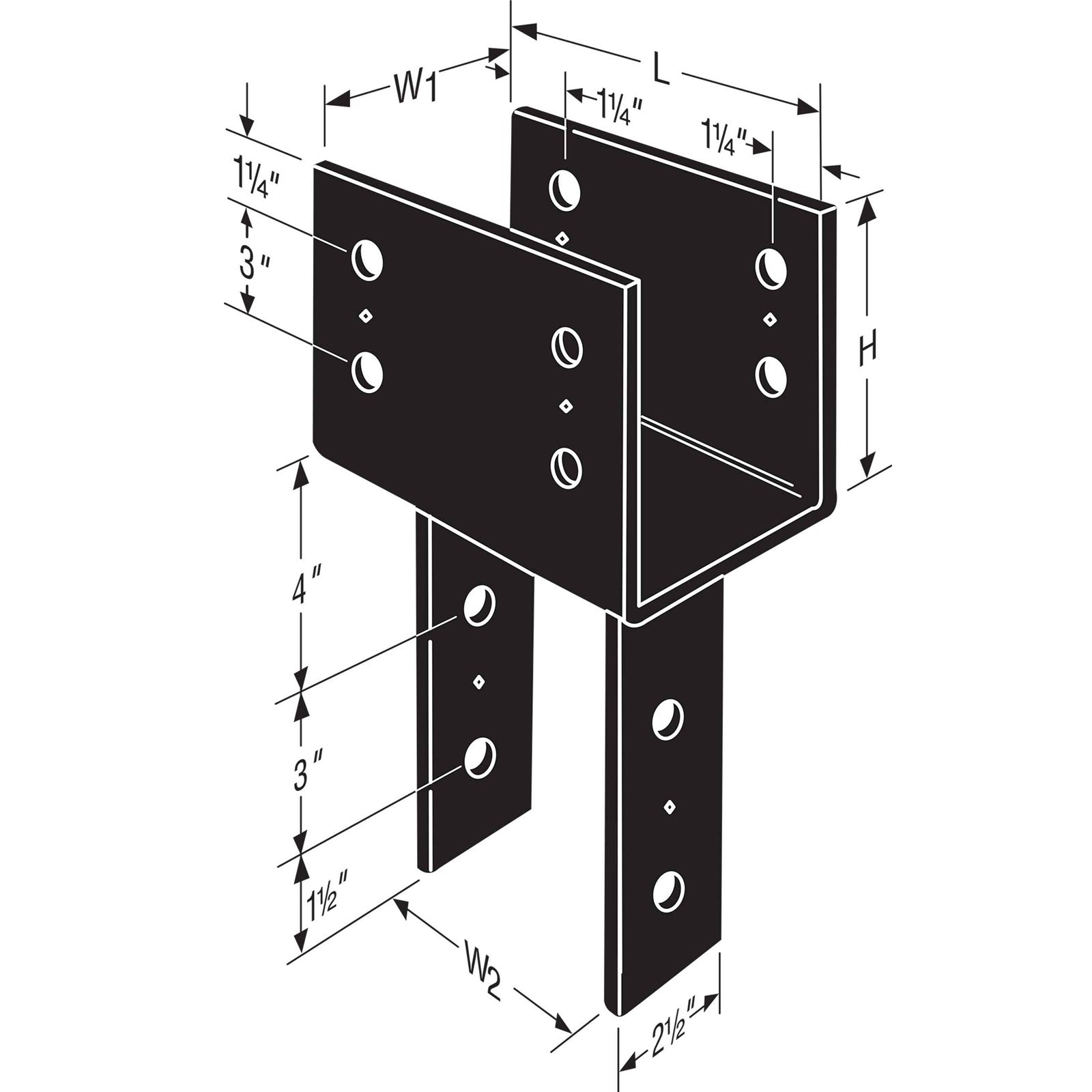 Fastener Column Simpson CC76PC Column Cap - Black Powder Coating – Fasteners Plus