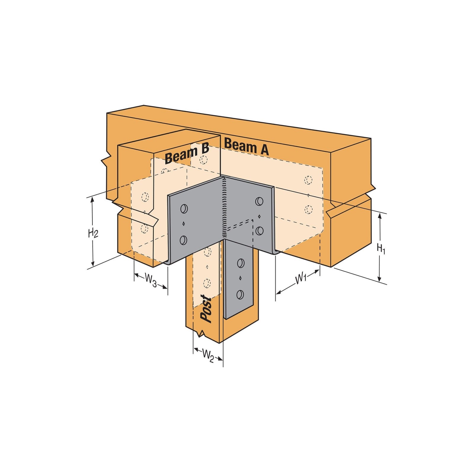 Simpson CCT3 1/4X T-Shape Column Cap for 3-1/8" Beam