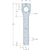 Technical drawing of a hoist clip with dimensions labeled