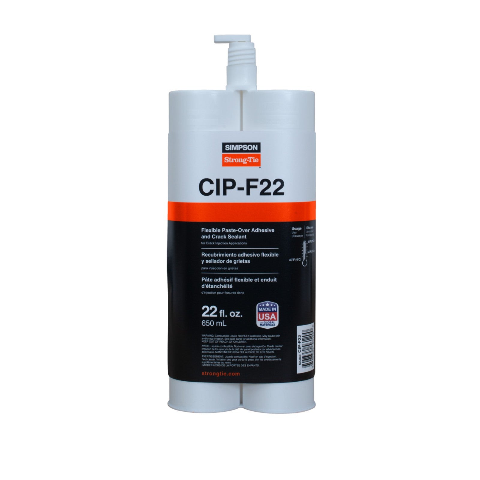 Simpson CIP-F22 Flexible Crack Injection Paste-Over 22 Oz. Cartridge, Pkg 1