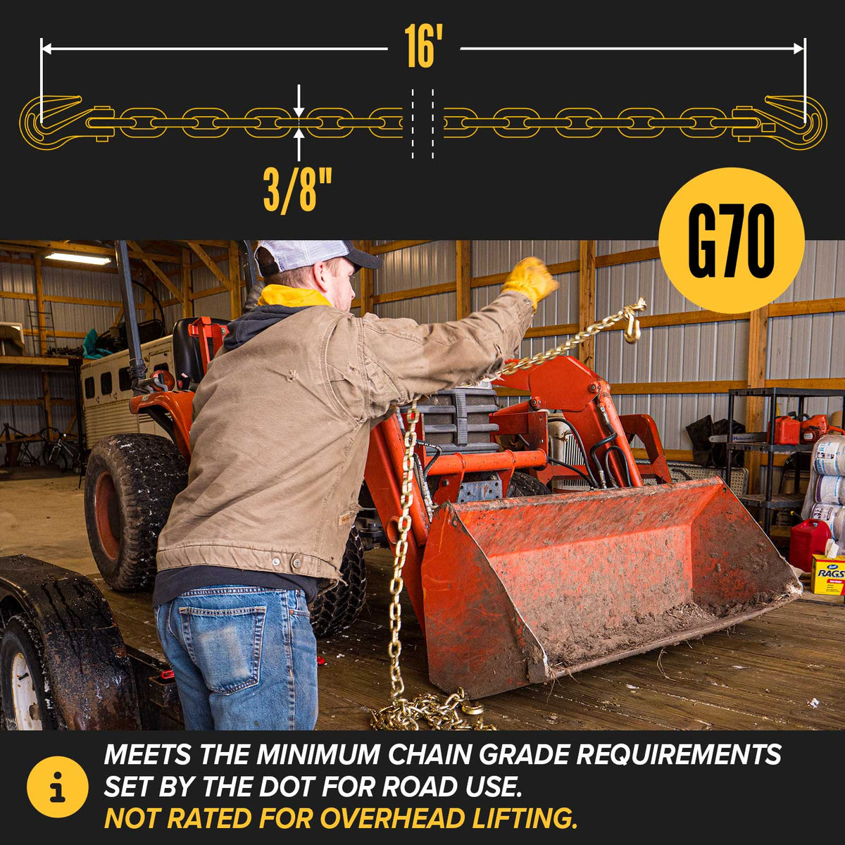 3/8" x 16' CM® Grade 70 Transport Chain and Binder Kit | Made in USA