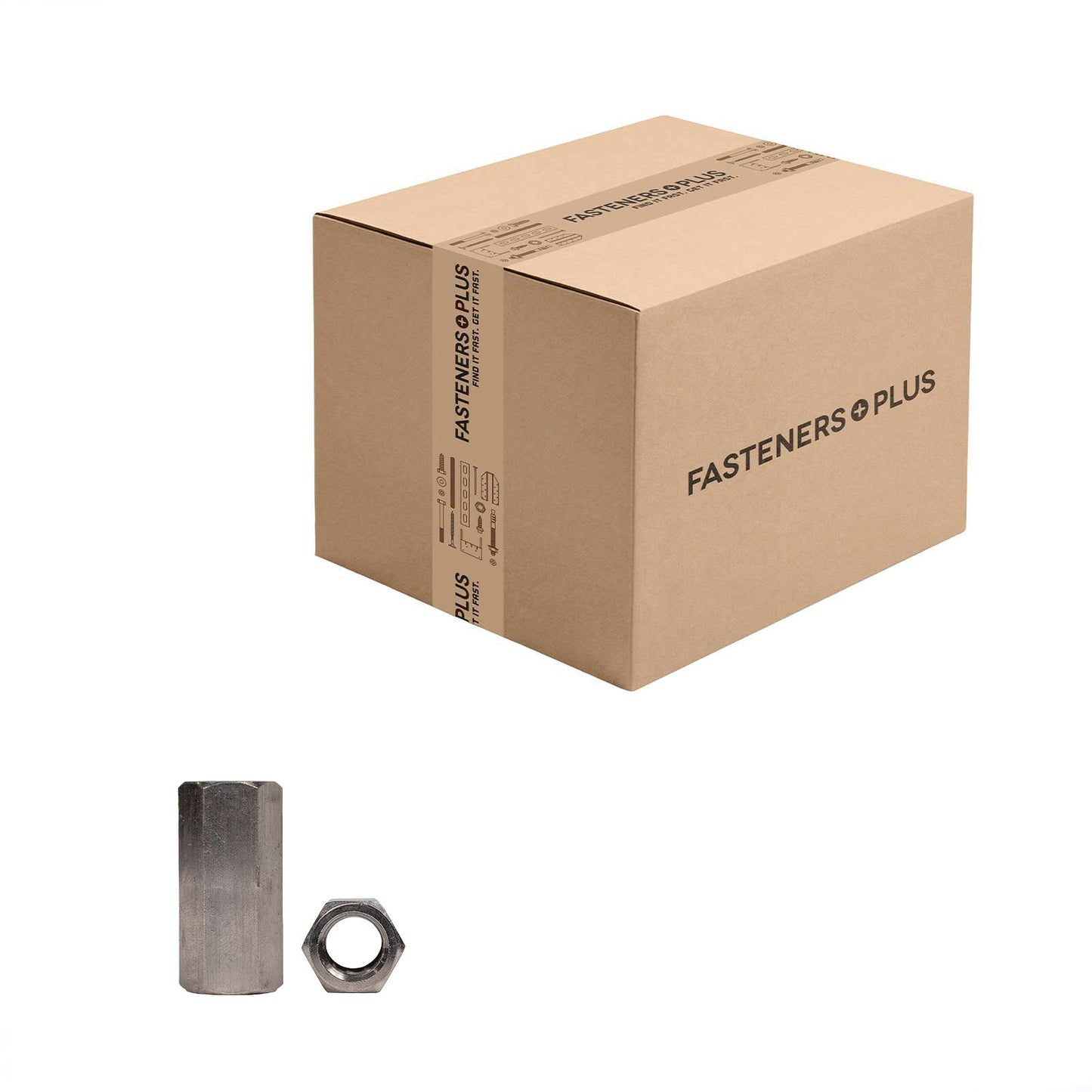 Conquest 3/8" x 1-1/8" Coupling Nut - 18-8 Stainless Steel, Qty. 500 - Carton