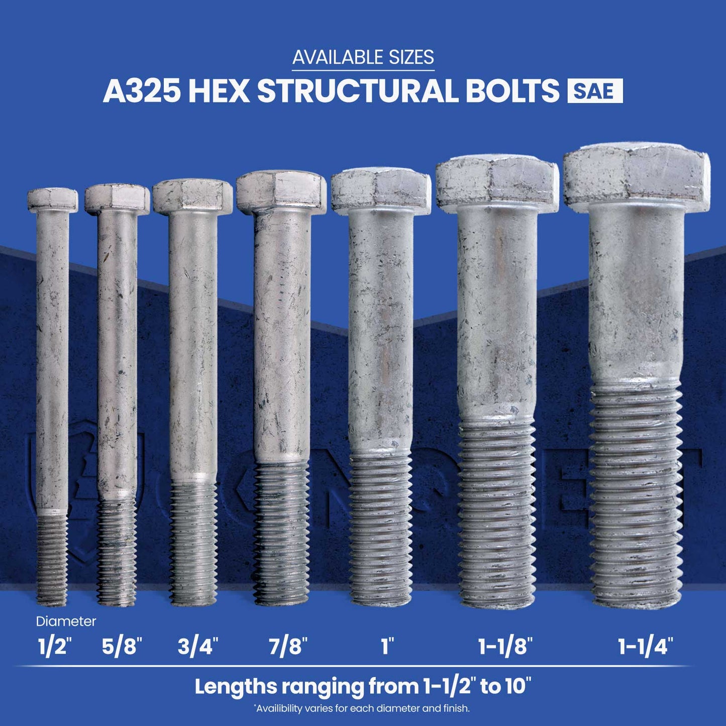 3/4"-10 x 5-1/2" Conquest A325 Type 1 Heavy Hex Structural Bolt, Hot Dip Galvanized