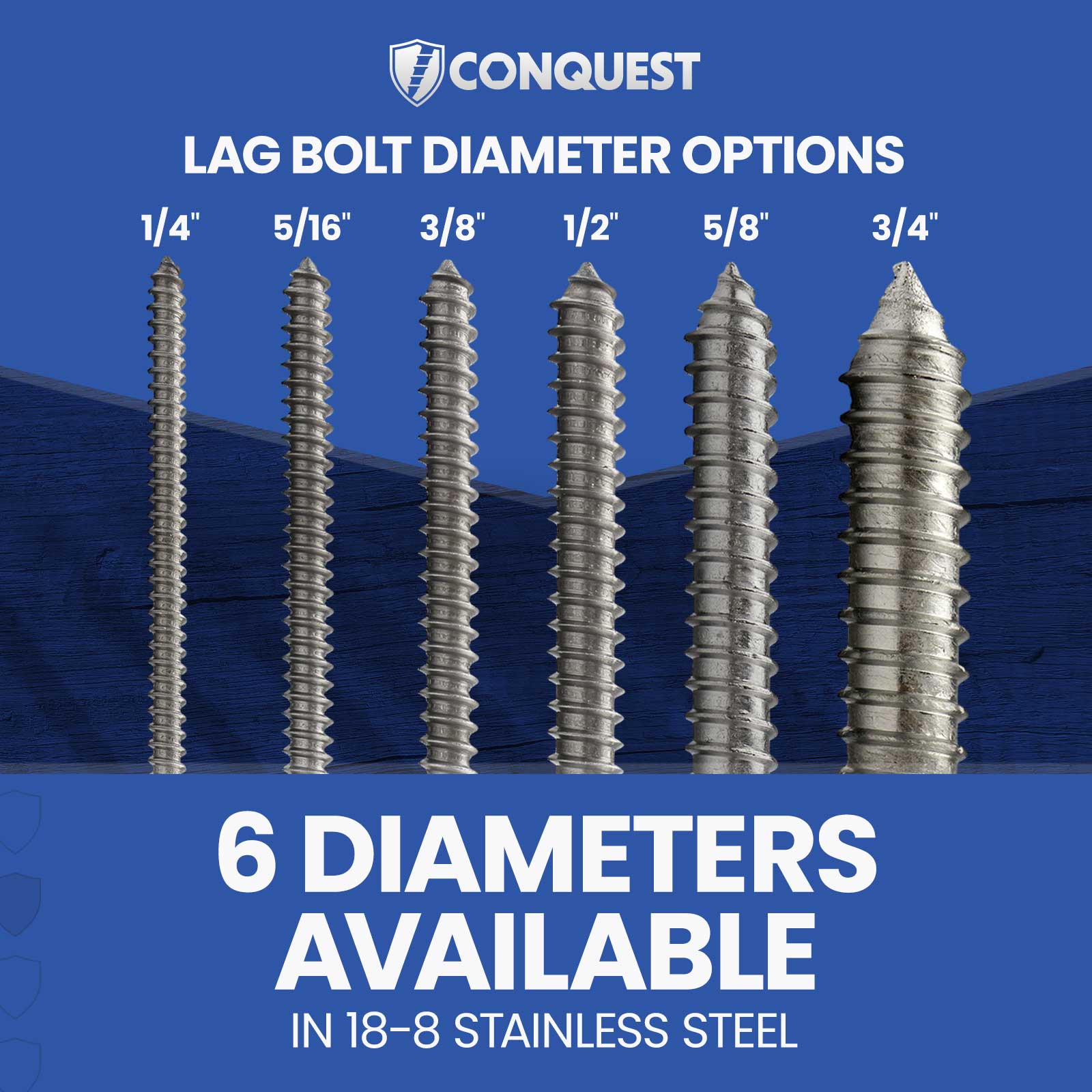 6 Diameters Available in 18-8 Stainless Steel