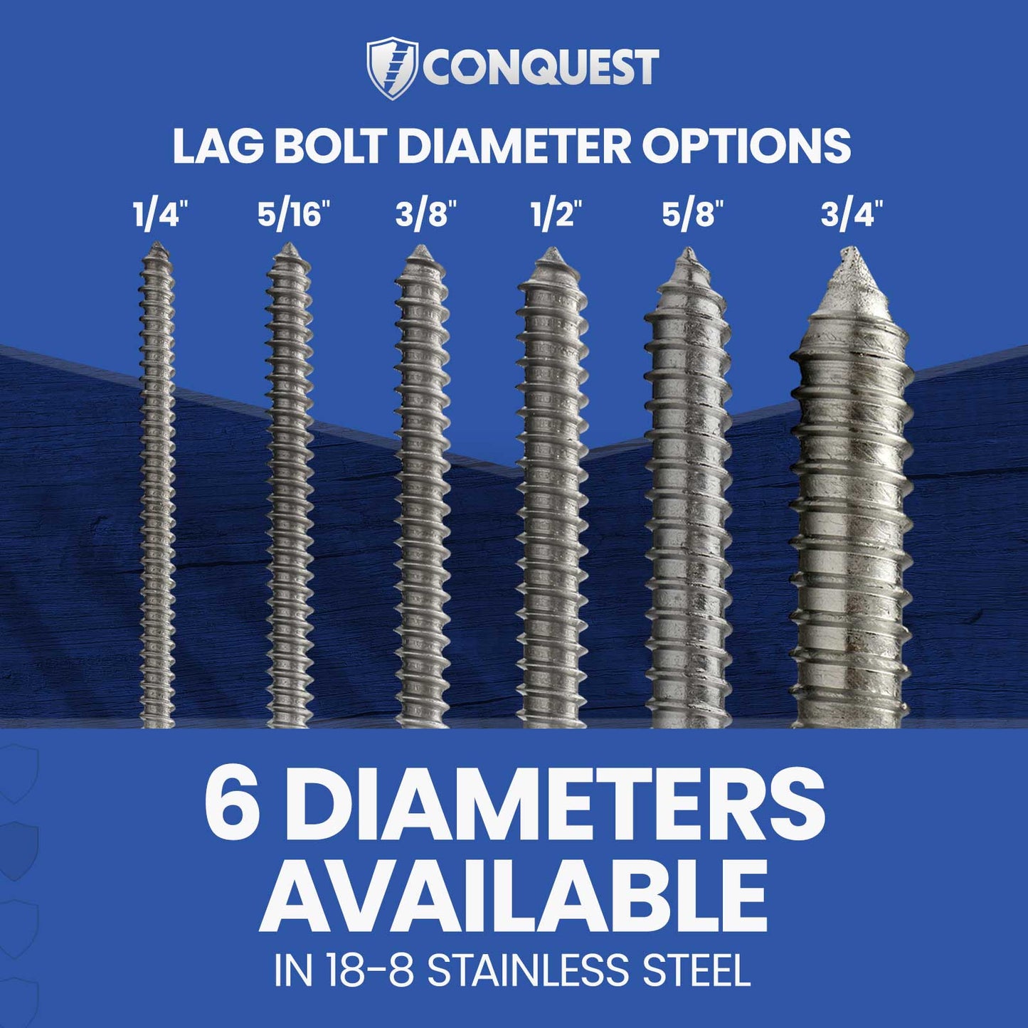 6 Diameters Available in 18-8 Stainless Steel