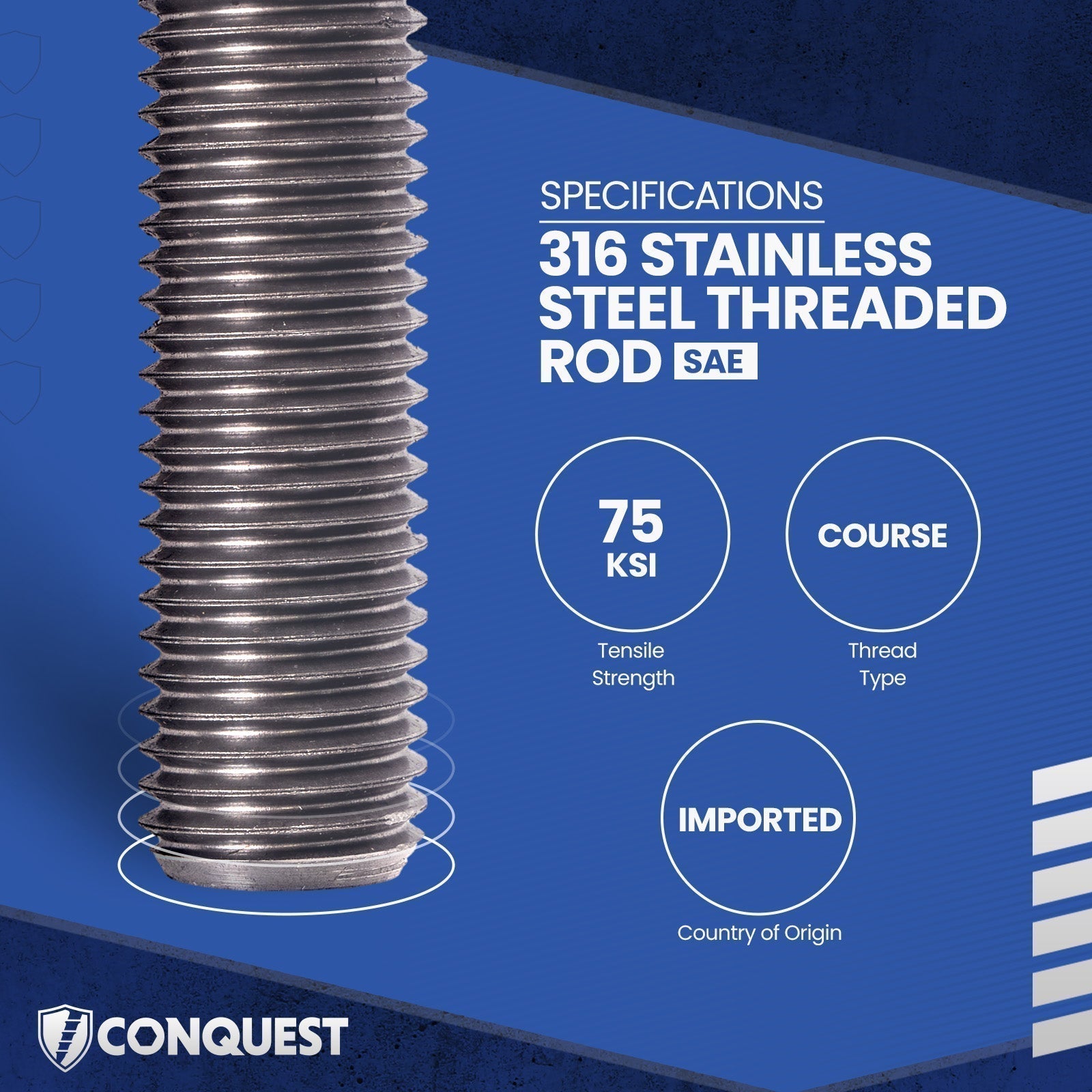 316 Stainless Steel Threaded Rod Specs