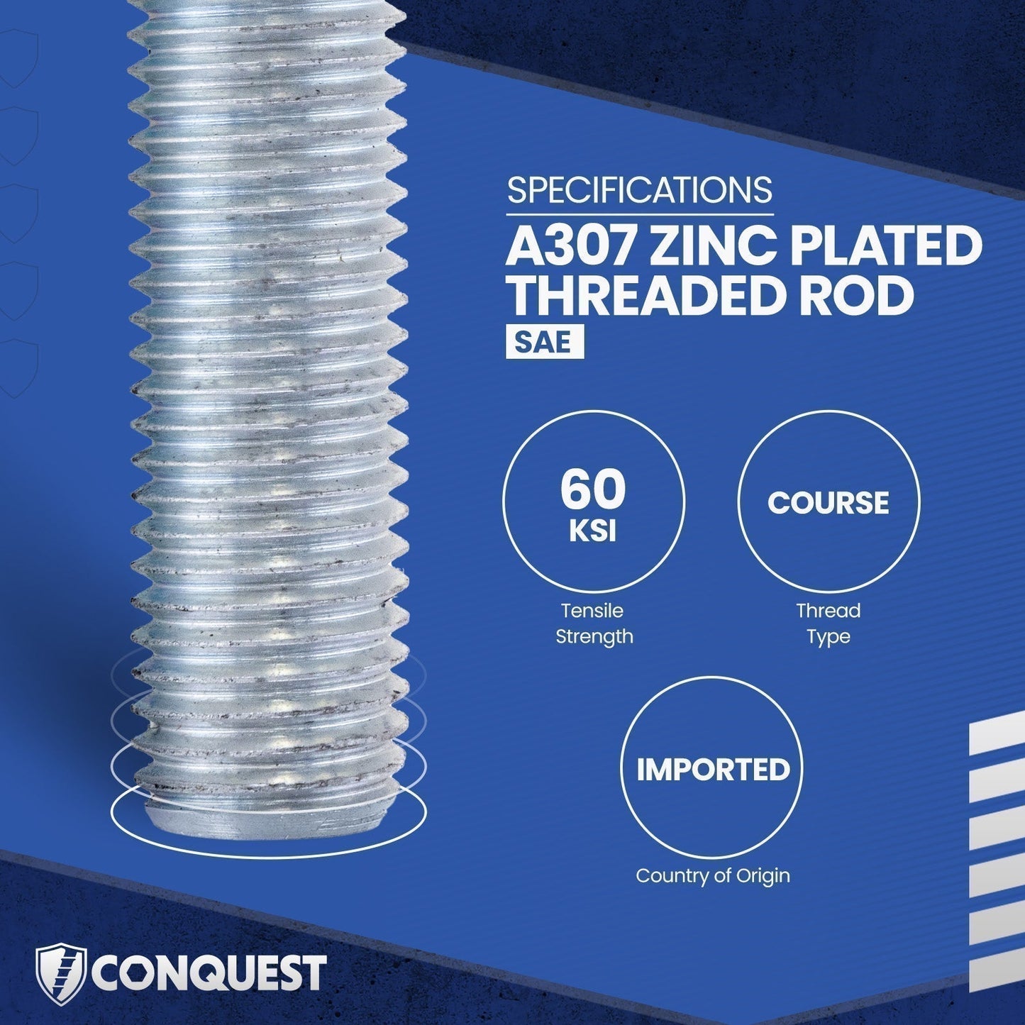 A307 Zinc Plated Threaded Rod Specs