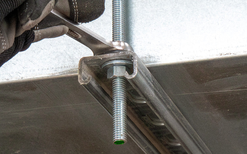 Threaded rod installed with strut channel to ceilings