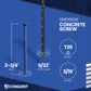 3/16" x 3-3/4" Conquest T-25 Flat Head Concrete Screw - Single Dimensions