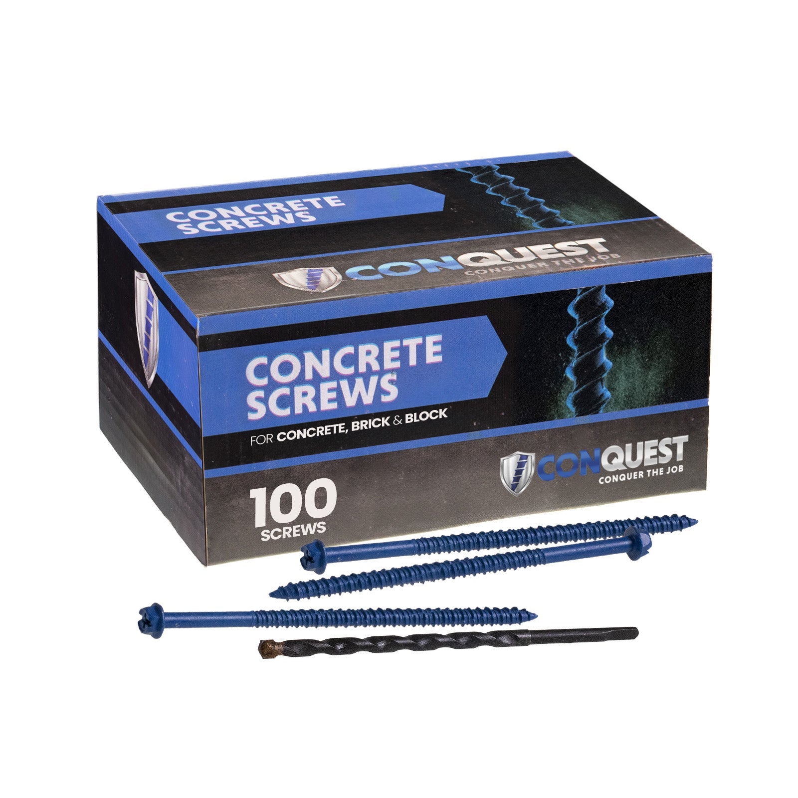 1/4" x 5" Conquest Hex Concrete Screw, Pkg 100
