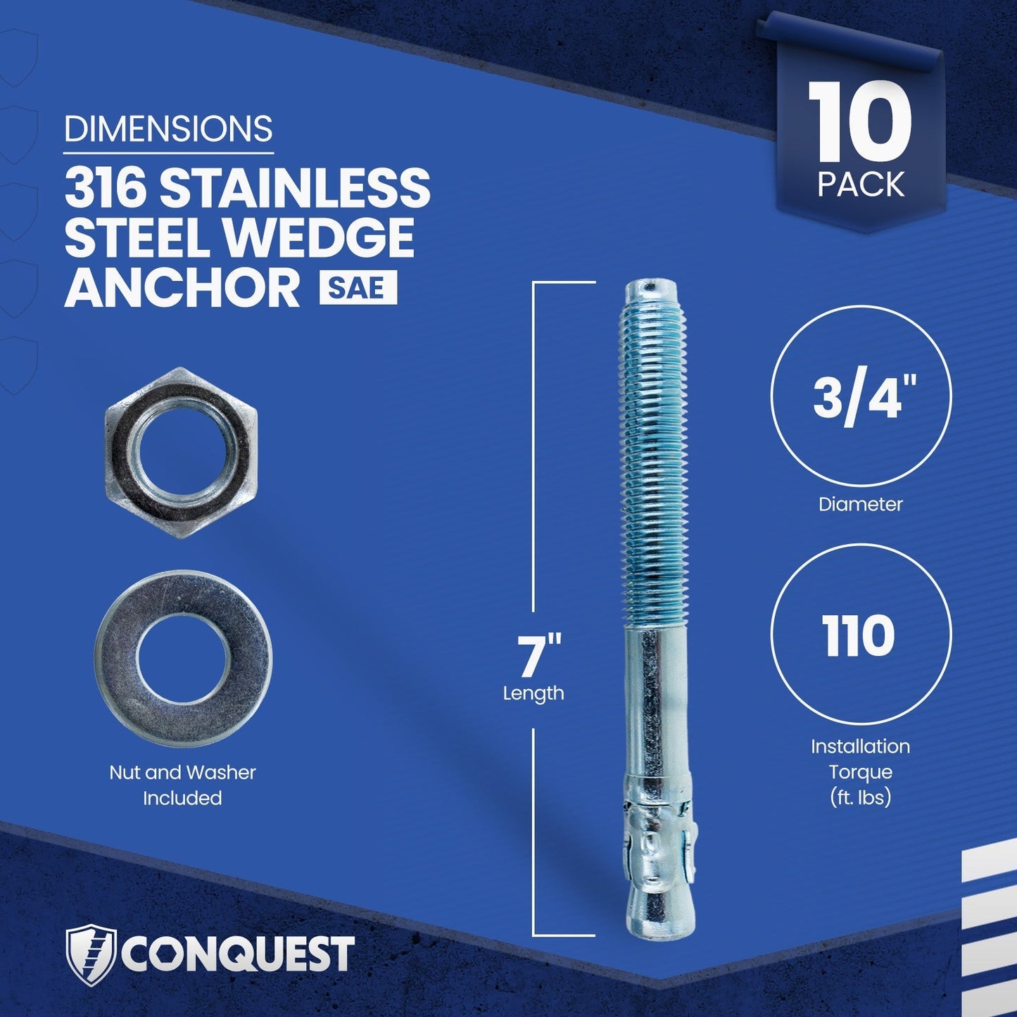 CWA34-700SS6 Wedge Anchor Dimensions