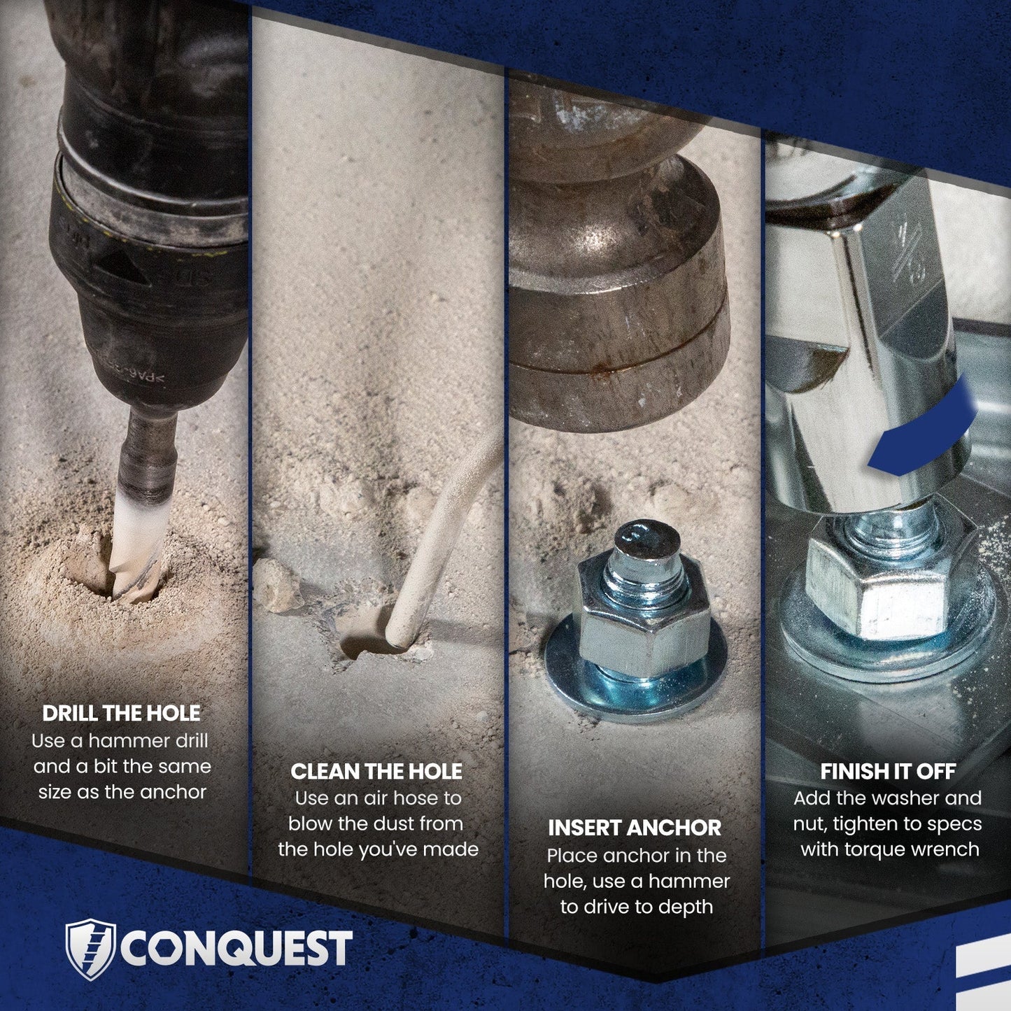 Conquest Wedge Anchor Installation Instructions - Zinc