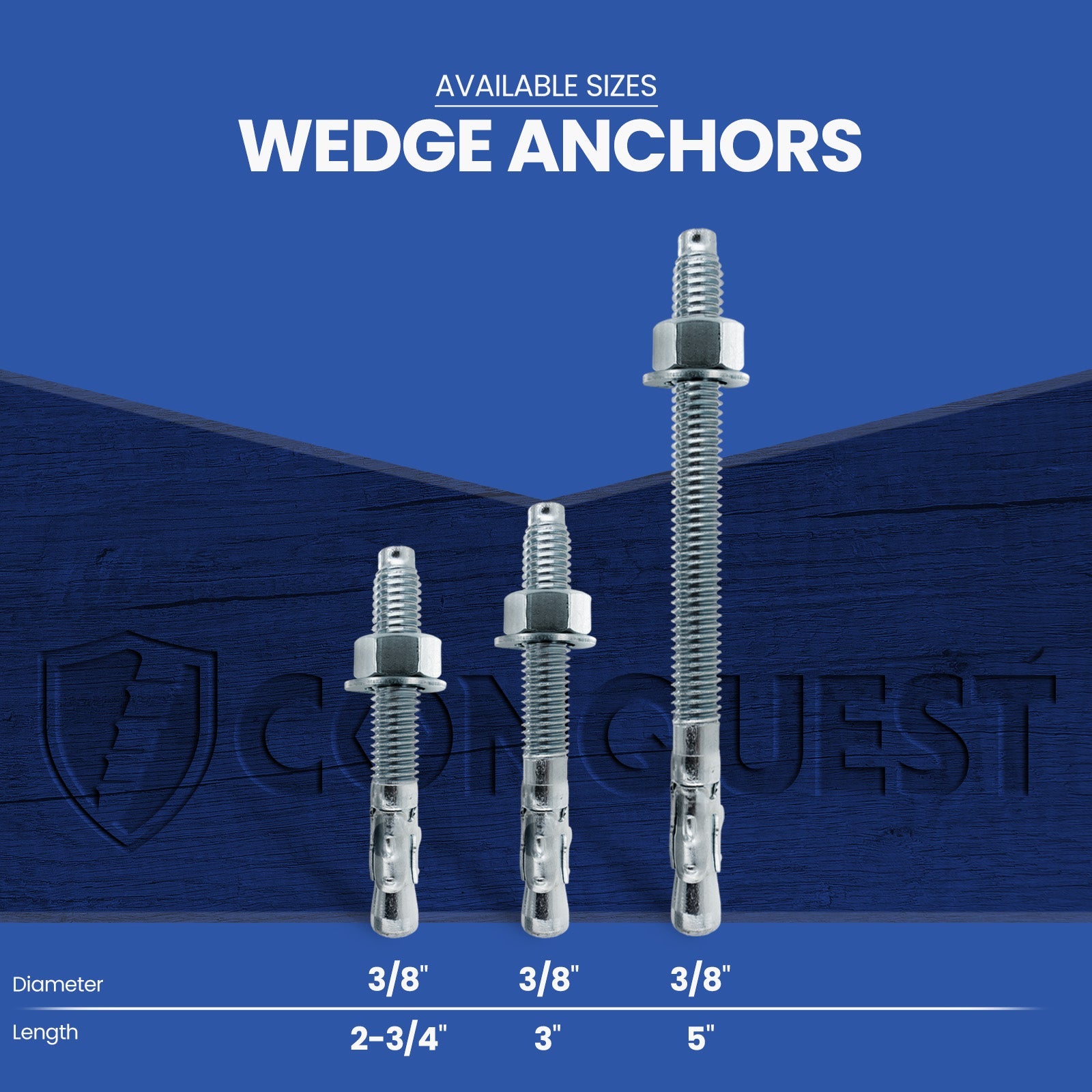 Conquest CWA38 304 Stainless Steel Length Chart