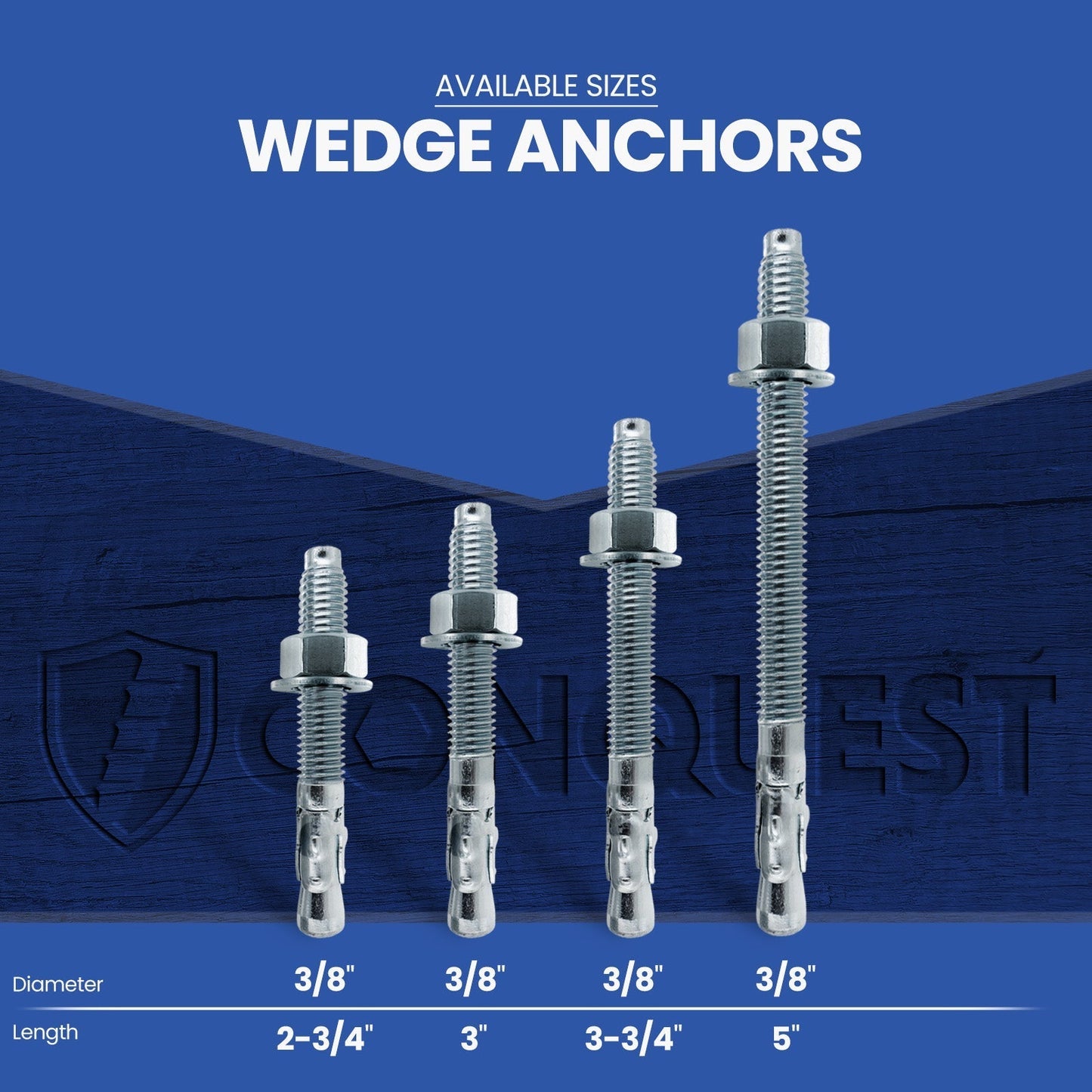 Conquest CWA38 316 Stainless Steel Length Chart