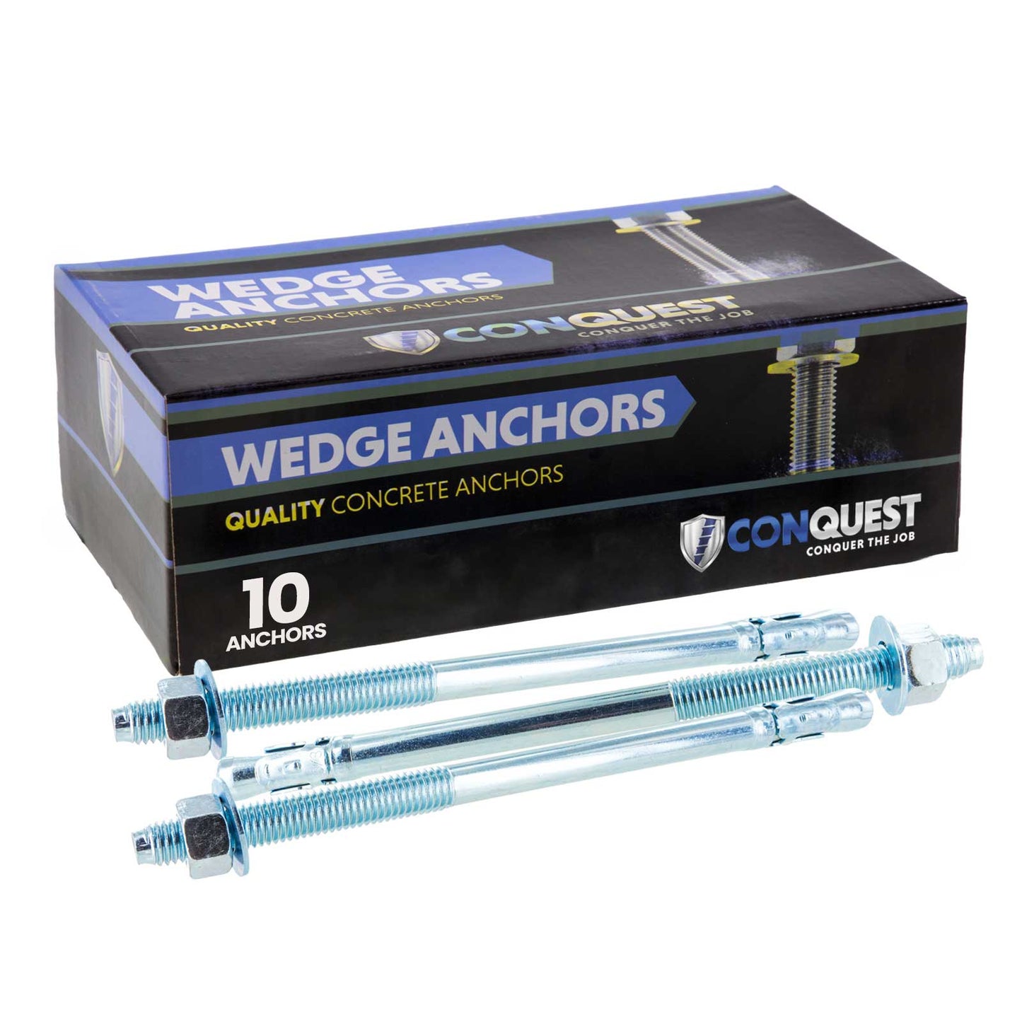 5/8" x 10" Conquest Wedge Anchors - Zinc, Pkg 10