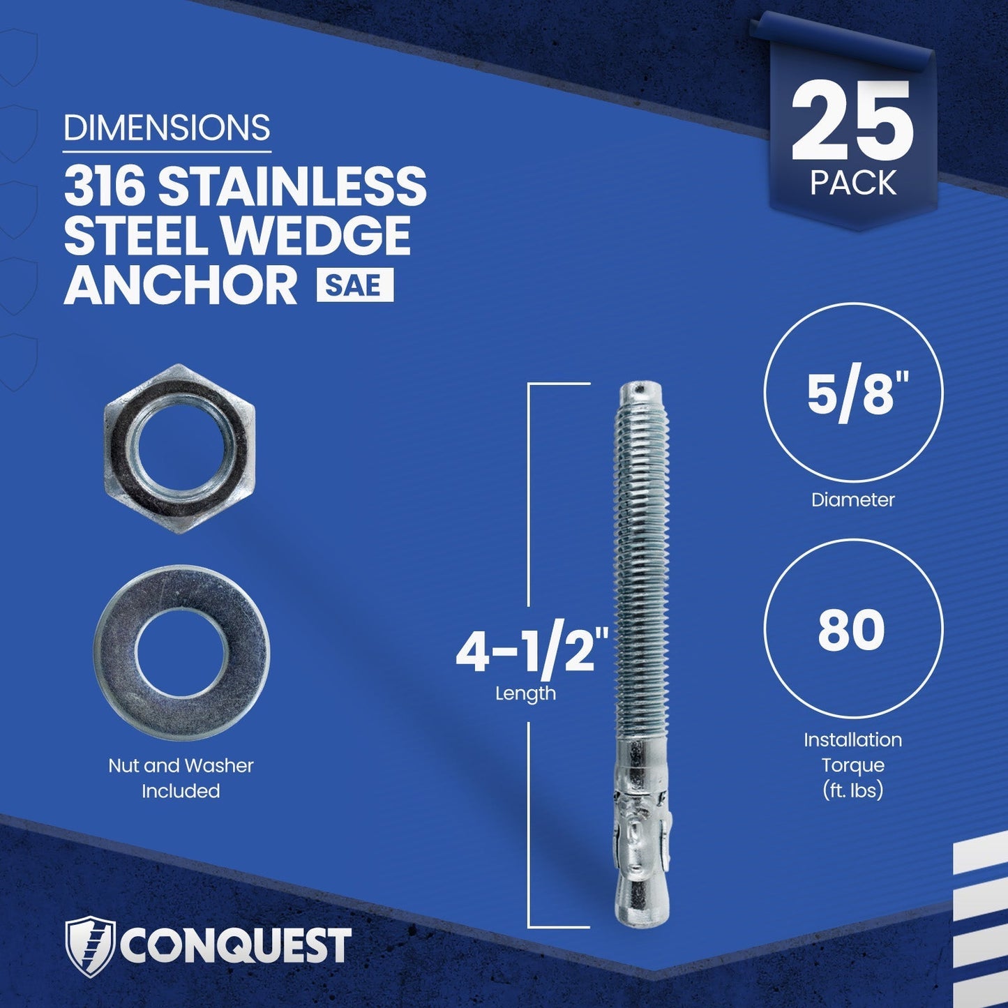 CWA58-412SS6 Wedge Anchor Dimensions