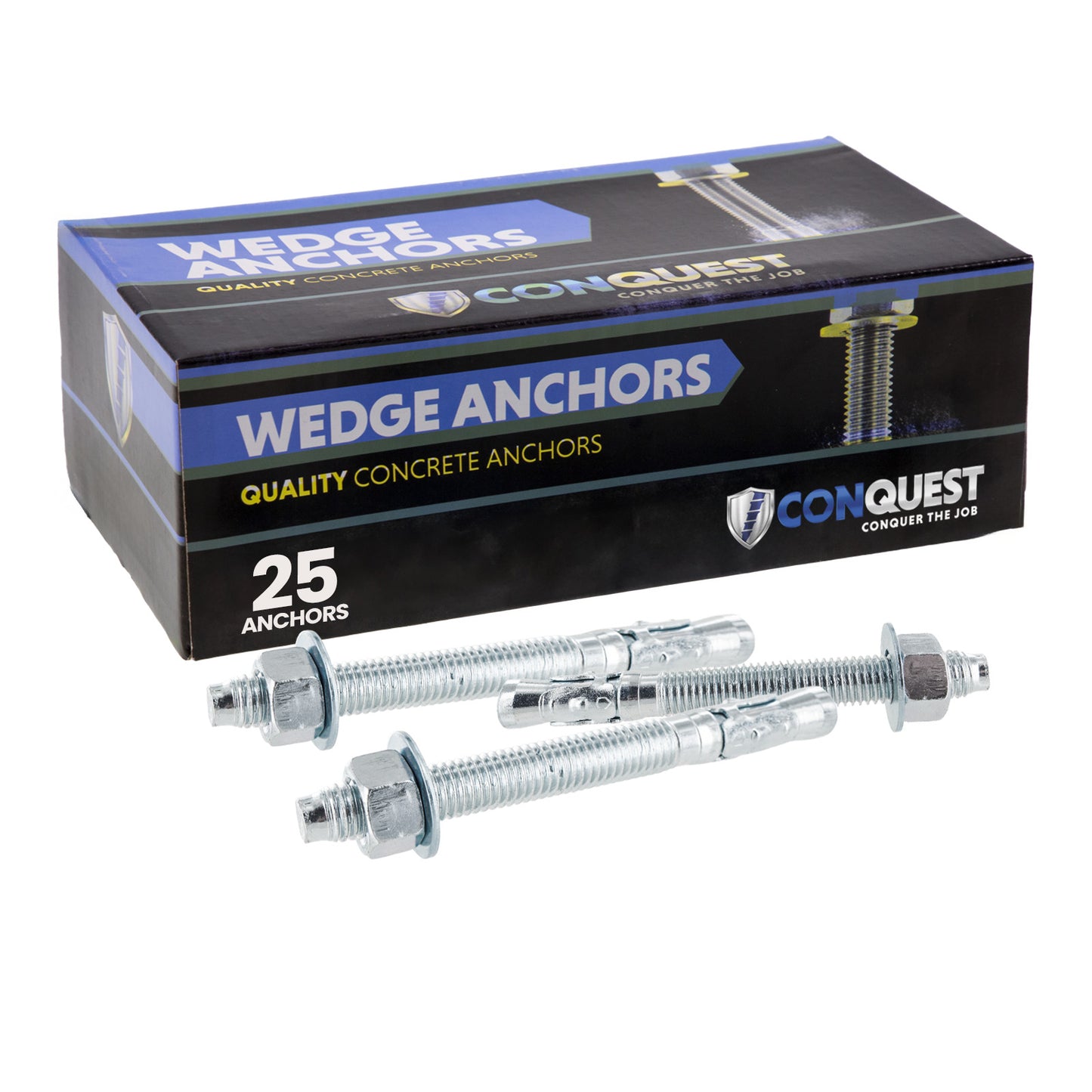 5/8" x 6" Conquest Wedge Anchors - 316 Stainless Steel, Pkg 25