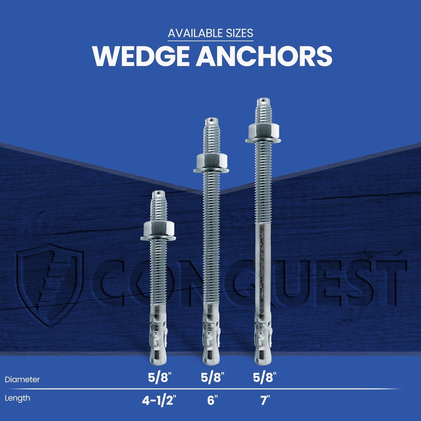 Conquest CWA58 316 Stainless Steel Length Chart