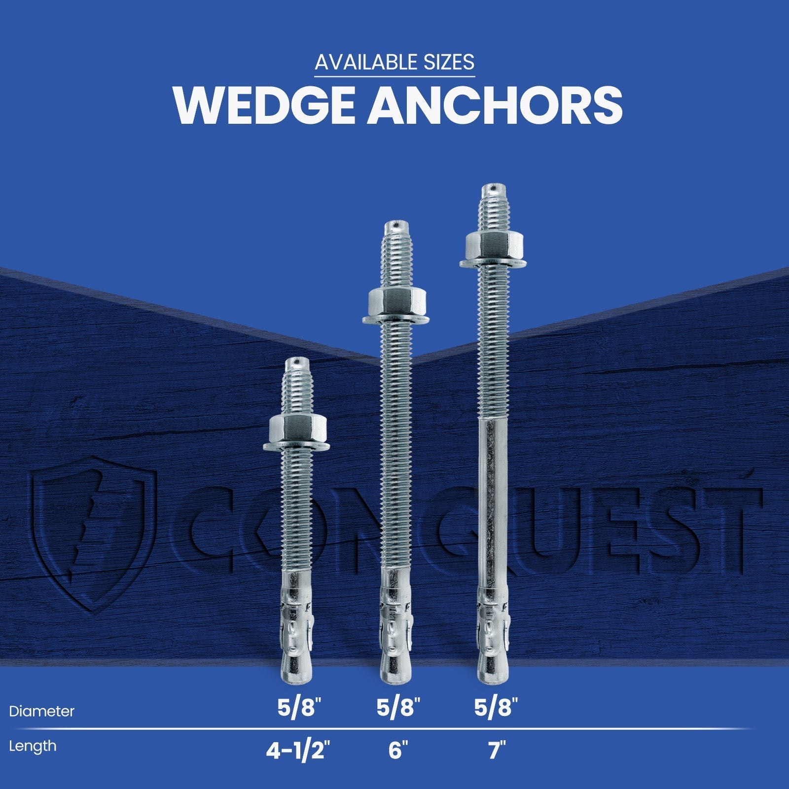 Conquest CWA58 316 Stainless Steel Length Chart