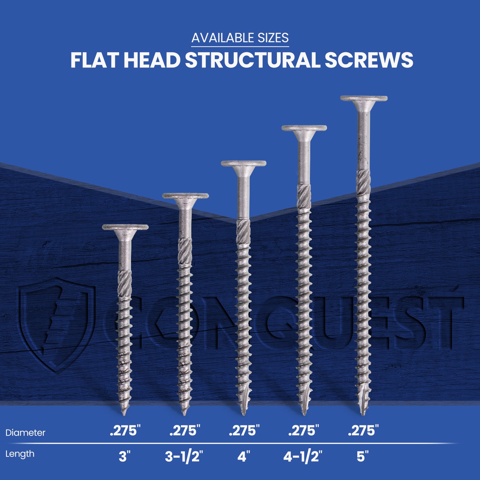 Conquest Structural Screw - T-30 Star Drive - Available Sizes