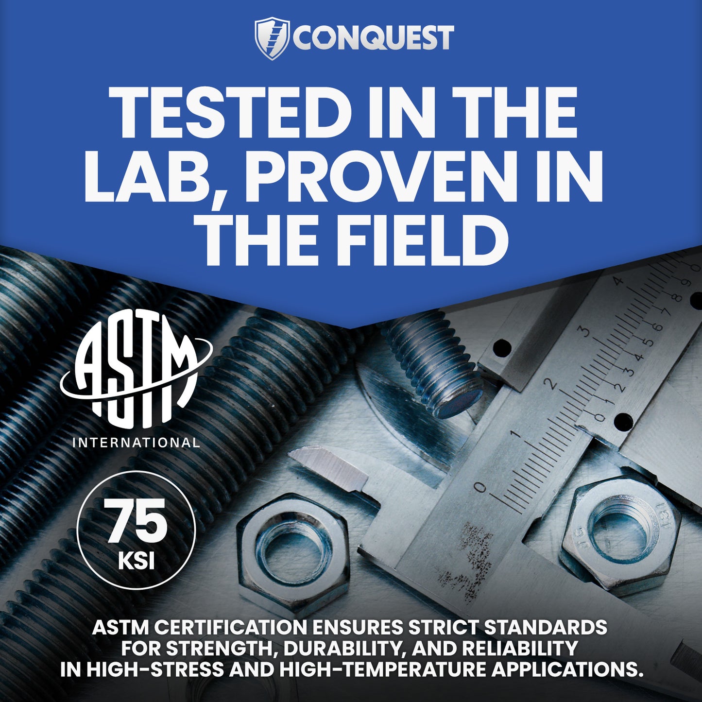 Conquest 1" x 1' Grade 55 Coarse Threaded Rod - Plain Finish