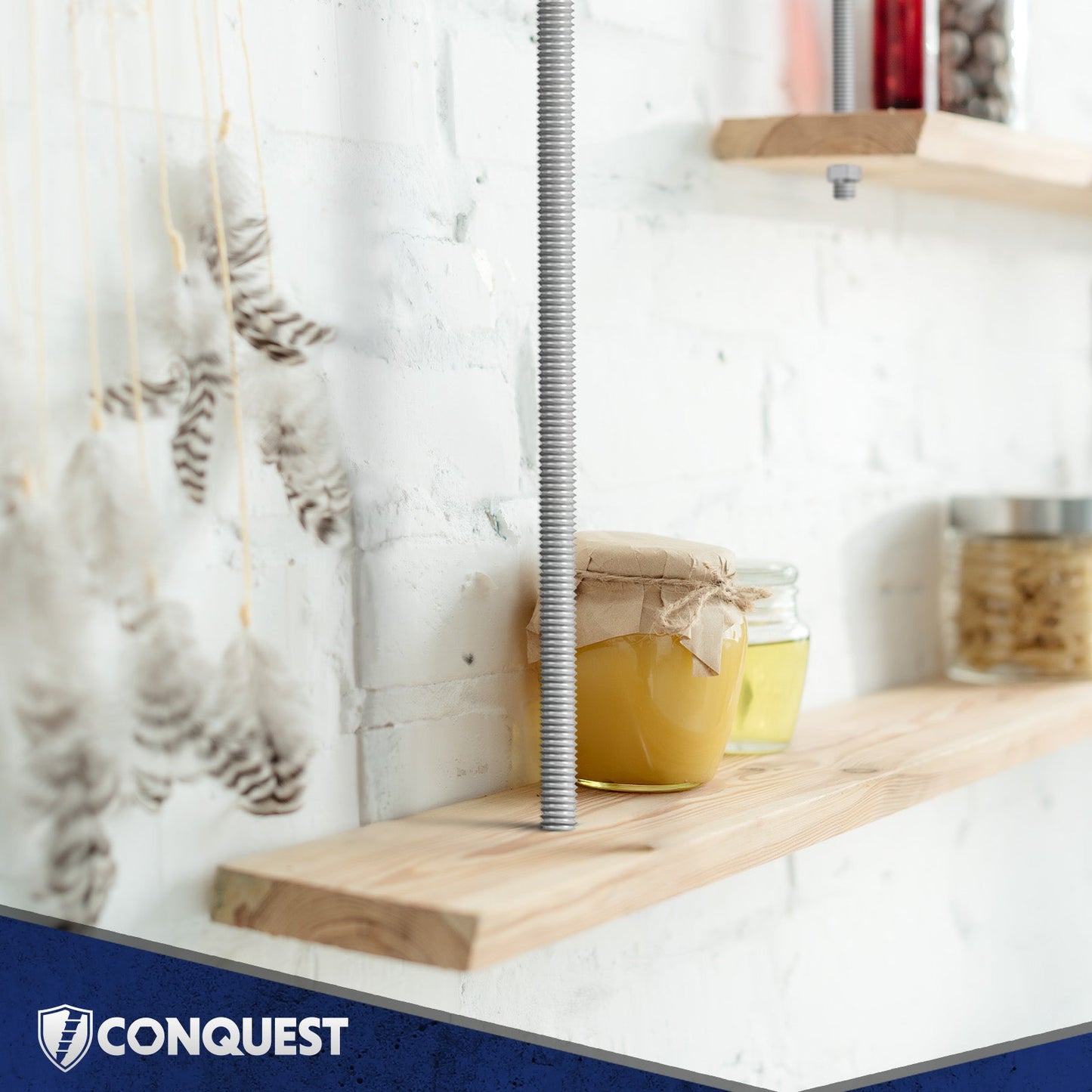 Threaded rod shelving