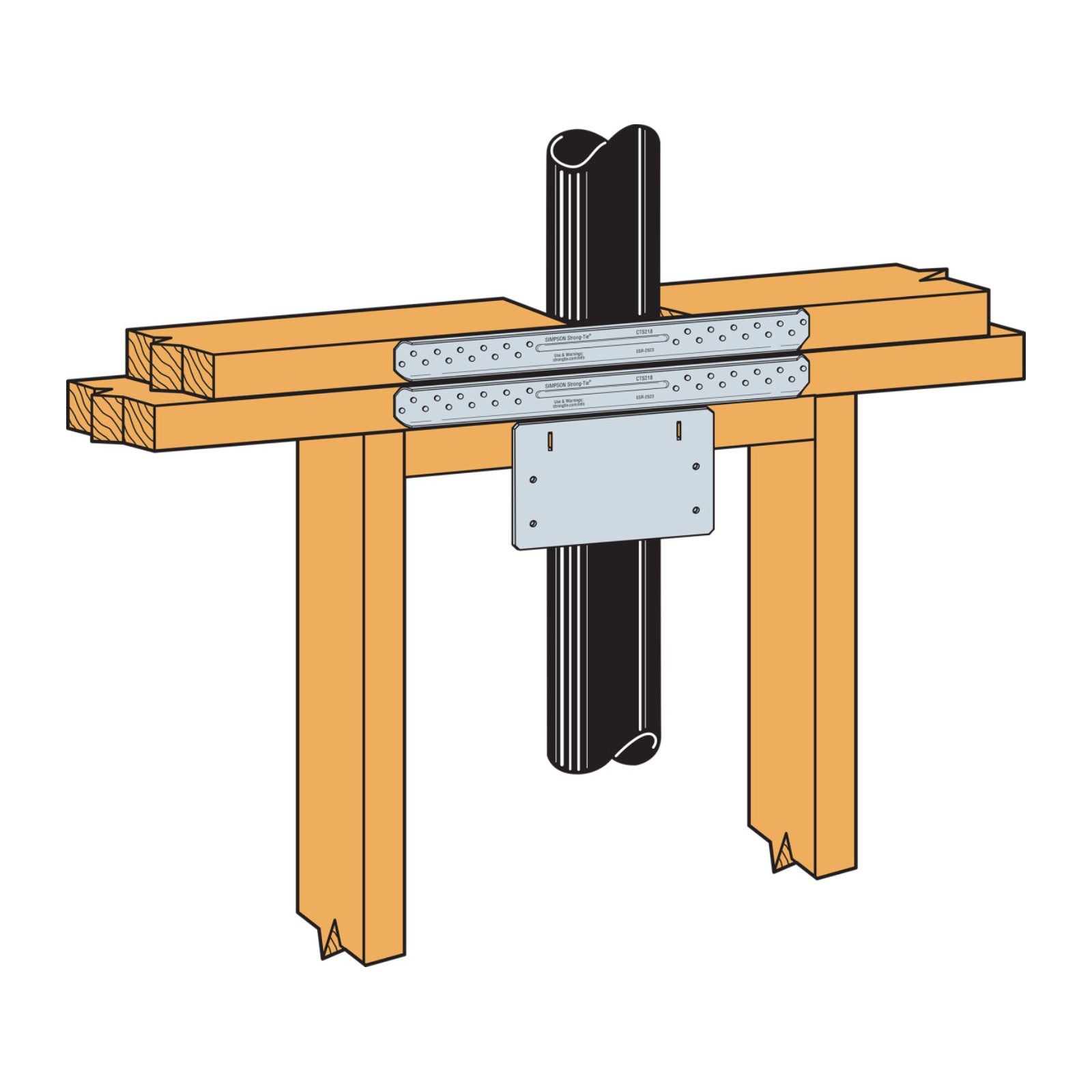 Simpson CTS Compression and Tension Tie Double installation