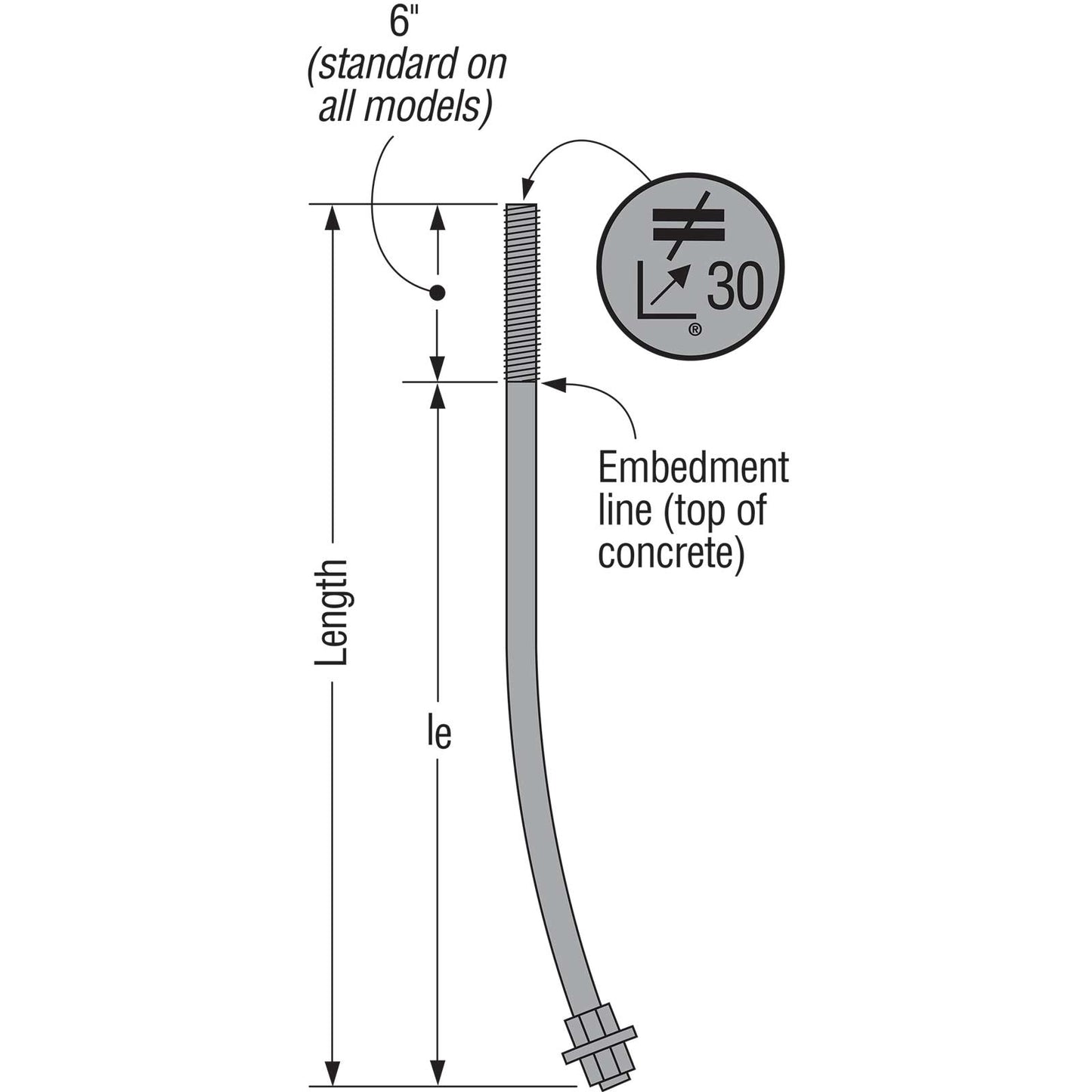 Simpson Strong-Tie 1" x 30" SB Foundation Anchor Bolt - Plain
