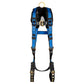 Safety harness with blue straps on a white background