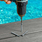 Drill with deck drive scrrews on a composite deck near a pool