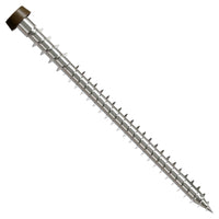 Metal screw with a brown head on a white background