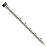 Metal screw with a gray head on a white background