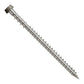 Metal screw with threading on a white background